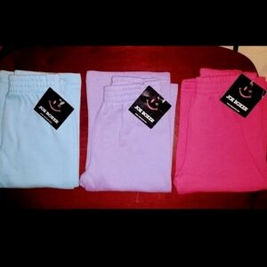 Joe Boxer, Fleece Pants, Open Leg, Pink, Blue, Purple, 24 mo, Lot of 3